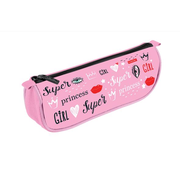 Пенал Hatber 200х95х50мм на молнии мягкий-Princess- , 